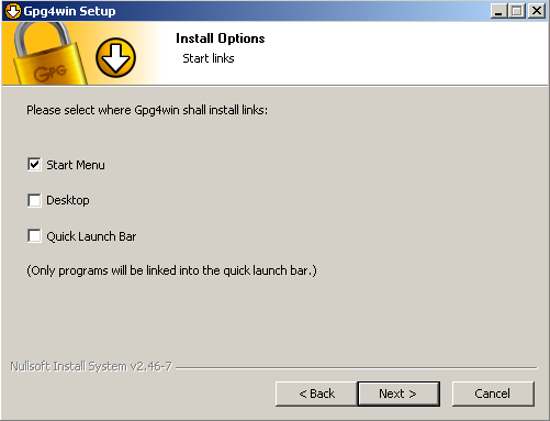 GPG Install Links Dialog
