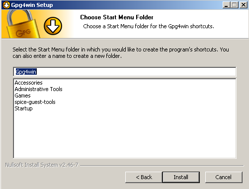 GPG Start Menu Dialog