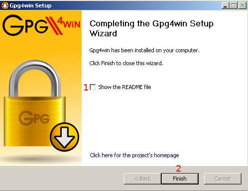 GPG Install Finished Dialog