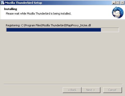 Thunderbird Installing Dialog