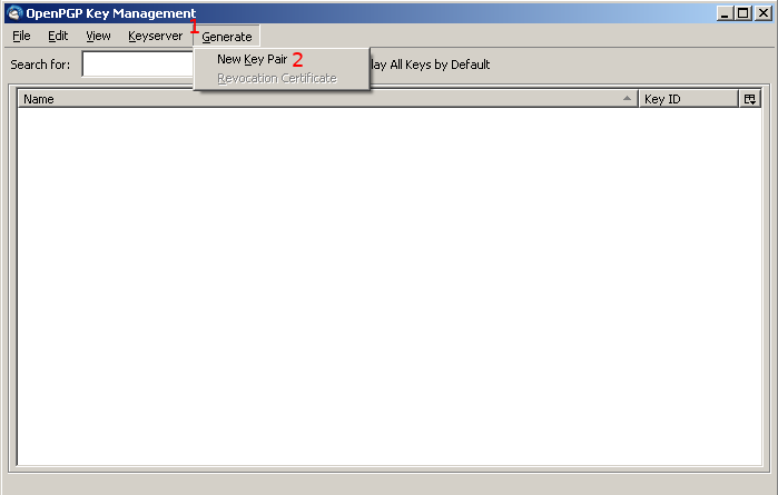 Thunderbird Key Management window