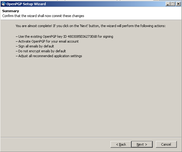 Thunderbird openpgp wizard change mail setting dialog