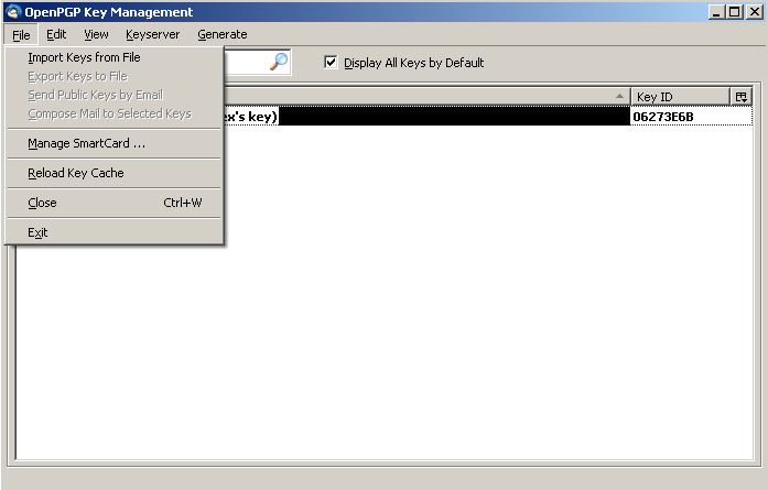Thunderbird openpgp key management dialog