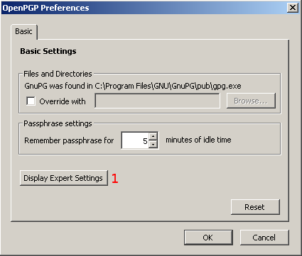 Thunderbird openpgp preferences dialog