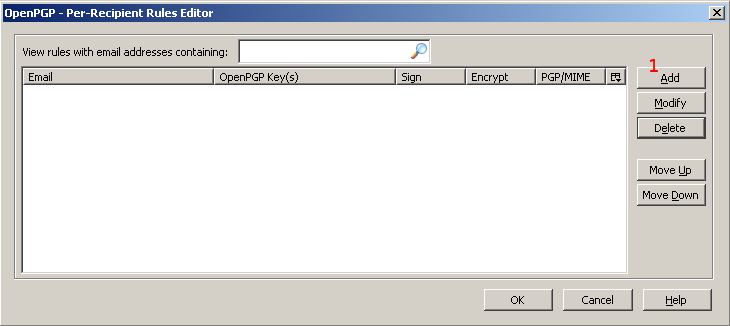 Thunderbird openpgp per-recipient rules dialog